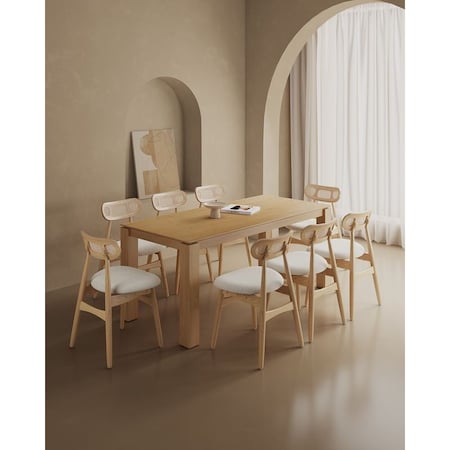 Manhattan Comfort Rectangle Dining Set of 9 W/ Colbert Chairs, 70.86 in L, American Solid Ash Wood, Nature 8-DT02DCCA02-OM